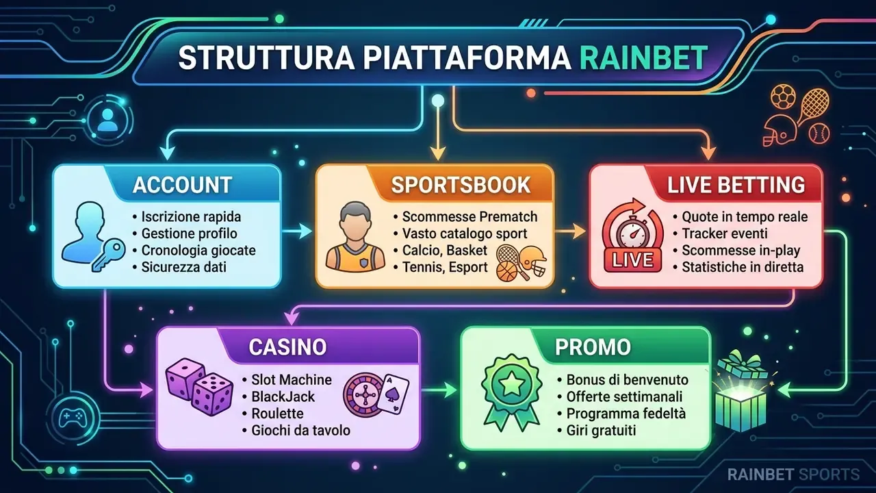 rainbet sports struttura piattaforma